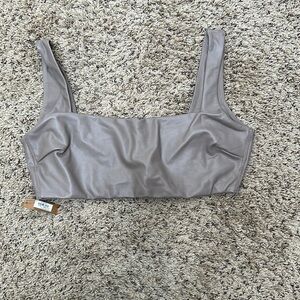 Skims Cement/grey faux leather‎ bralette Sz 2XL